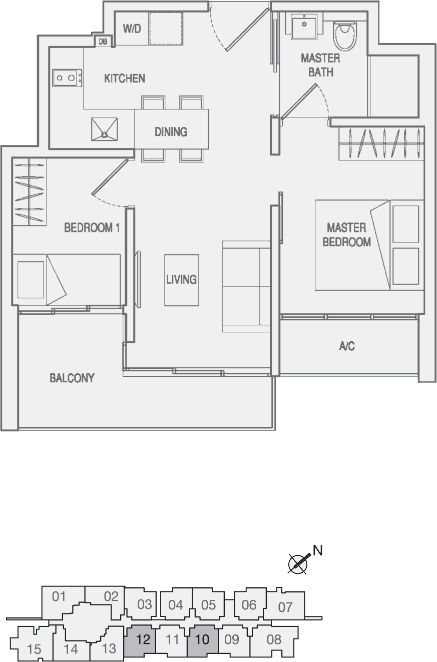 Type Type-A3 2 Bedroom Floor Plan