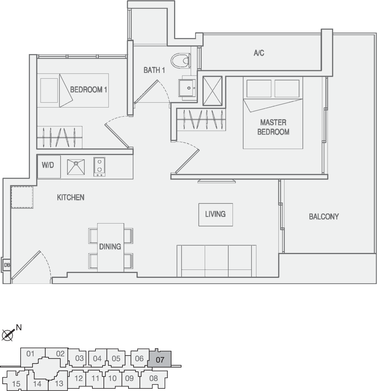 Type Type-A6 2 Bedroom Floor Plan