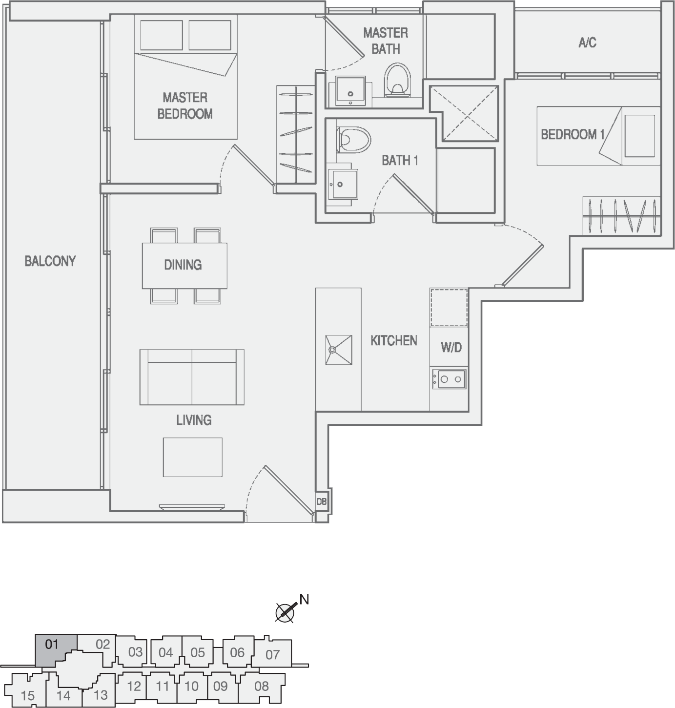 Type Type-A7 2 Bedroom Floor Plan