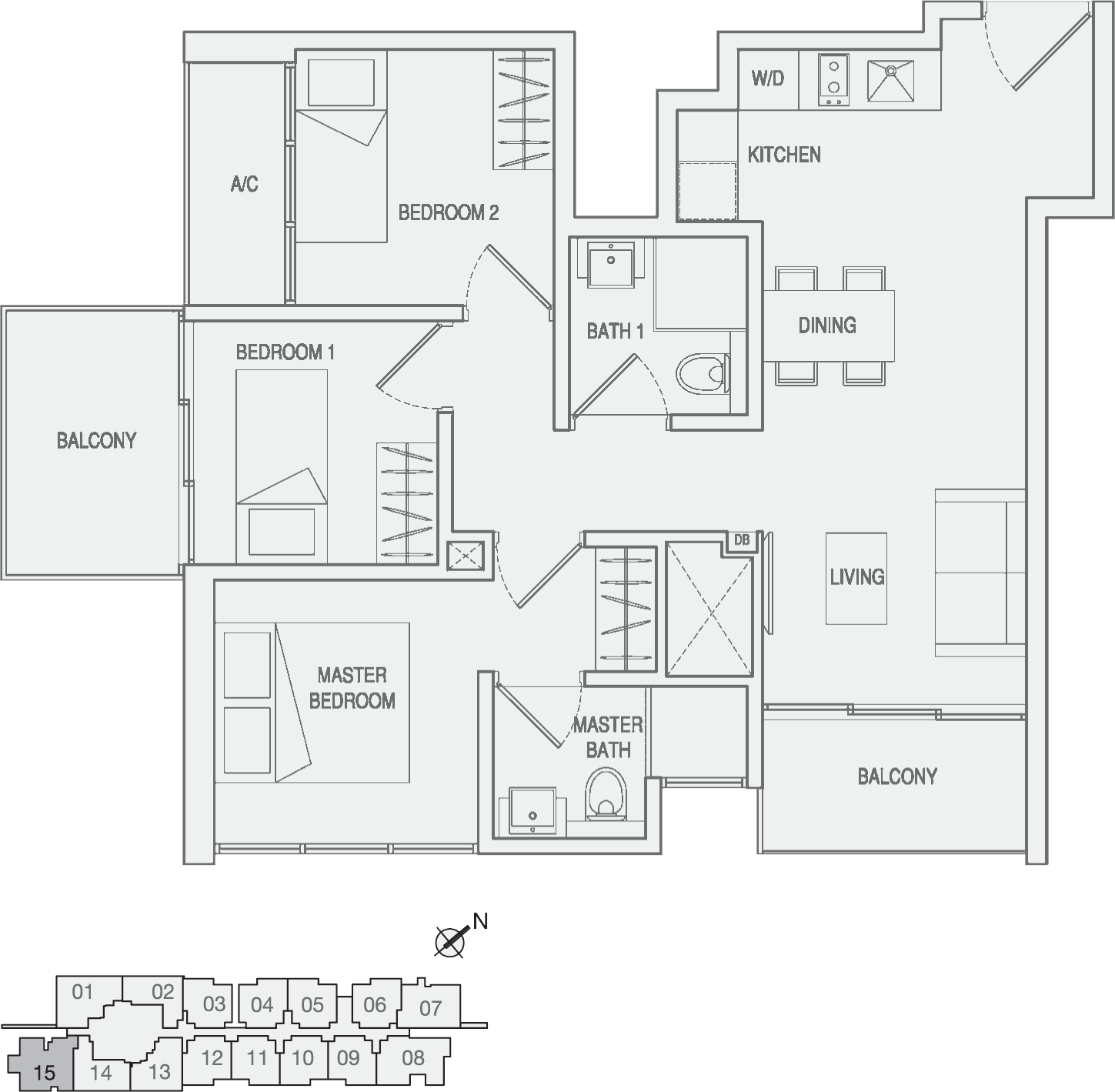 Type Type-B1 3 Bedroom Floor Plan