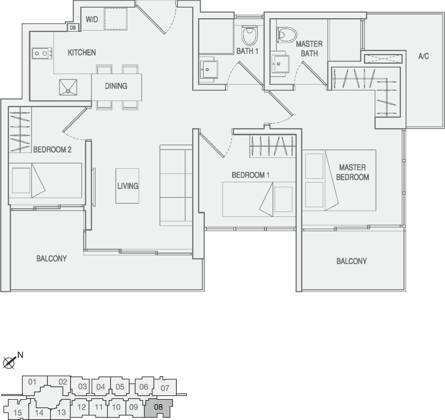 Type Type-B2 3 Bedroom Floor Plan