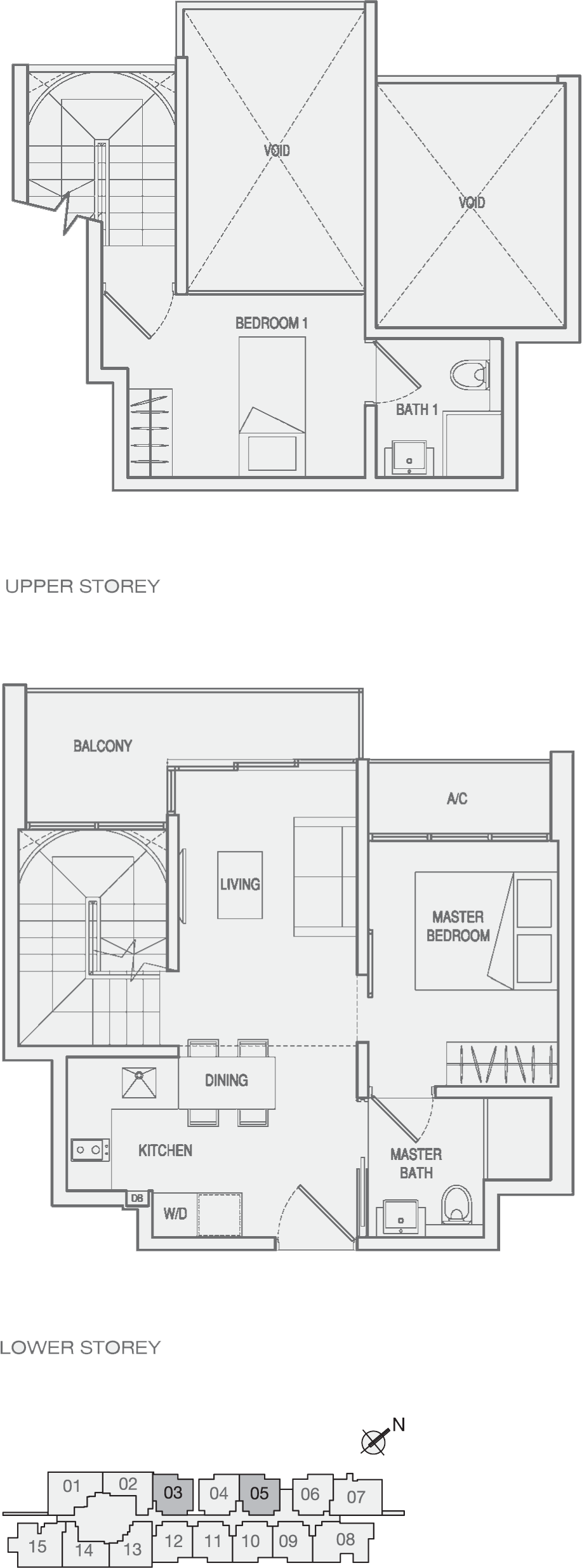 Type Type-DP Duplex 2 Bedroom Floor Plan