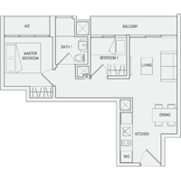 Type A1 2-Bedroom Floor Plan