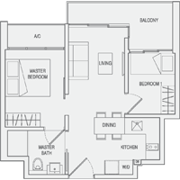 Type A2(m) 2-Bedroom Floor Plan