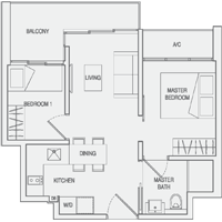 Type A2 2-Bedroom Floor Plan