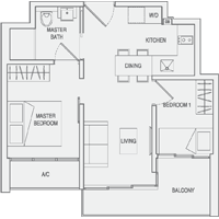 Type A3(m) 2-Bedroom Floor Plan