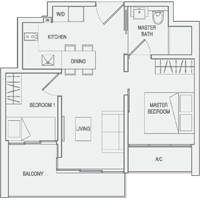 Type A3 2-Bedroom Floor Plan