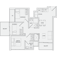 Type B1 3-Bedroom Floor Plan