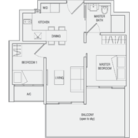 Type C2 2-Bedroom-with-Balcony Floor Plan