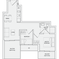 Type C4 2-Bedroom-with-Balcony Floor Plan