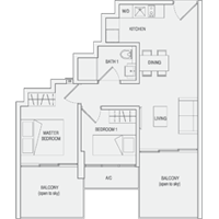 Type C5 2-Bedroom-with-Balcony Floor Plan