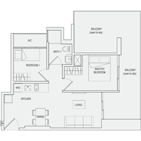 Type C6 2-Bedroom-with-Balcony Floor Plan