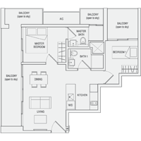 Type C7 2-Bedroom-with-Balcony Floor Plan