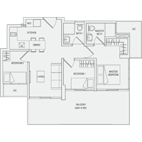 Type D1 3-Bedroom-with-Balcony Floor Plan