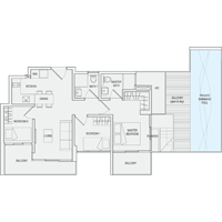 Type D3 3-Bedroom-with-Balcony Floor Plan