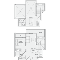 Type DP(m) Duplex-2-Bedroom Floor Plan