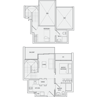 Type DP Duplex-2-Bedroom Floor Plan